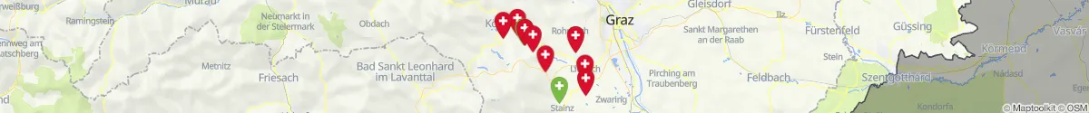 Kartenansicht für Apotheken-Notdienste in der Nähe von Krottendorf-Gaisfeld (Voitsberg, Steiermark)